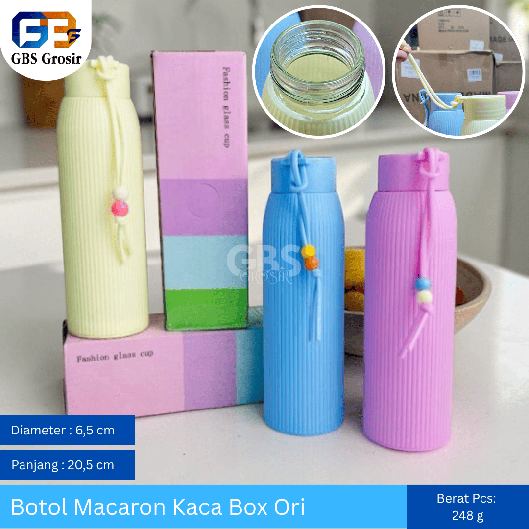 Botol Macaron Kaca Box Ori (80pcs)