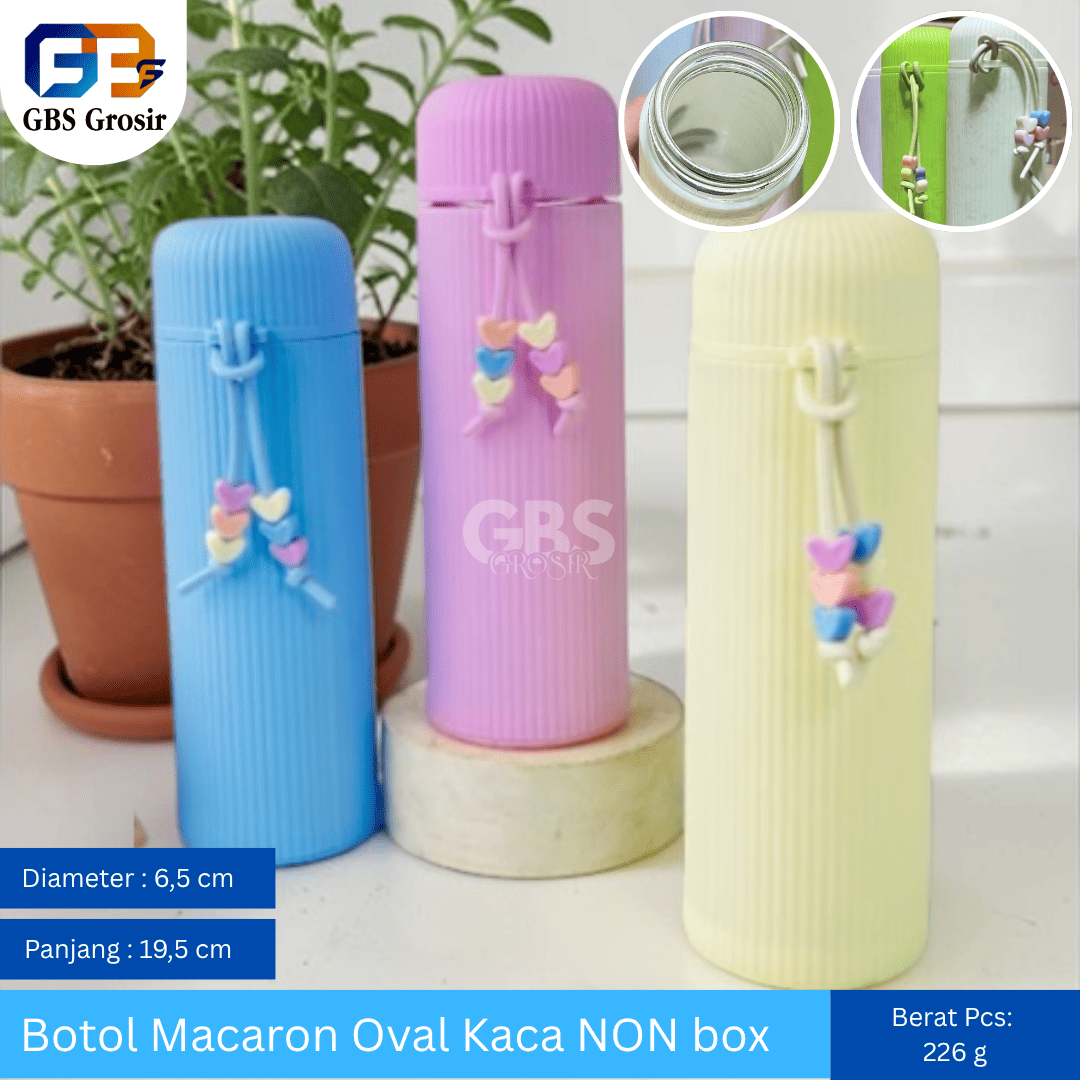 Botol Macaron Oval Kaca NON box (80pcs)