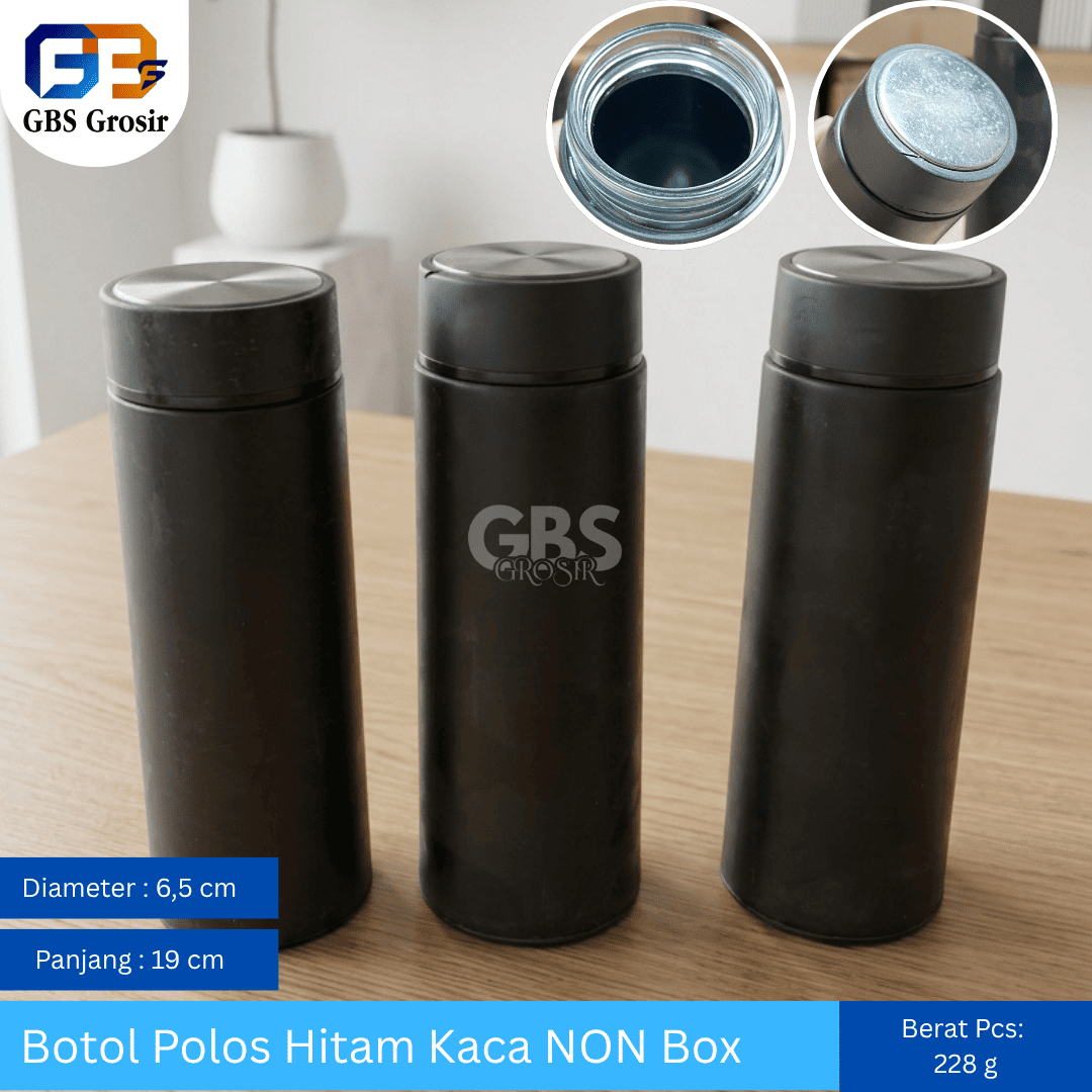 Botol Polos Hitam Kaca NON Box (80pcs)