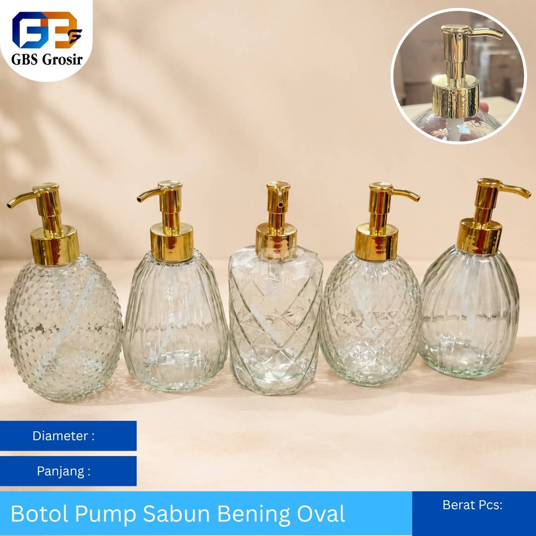 Botol Pump Sabun Bening Oval NON Box (48pcs)