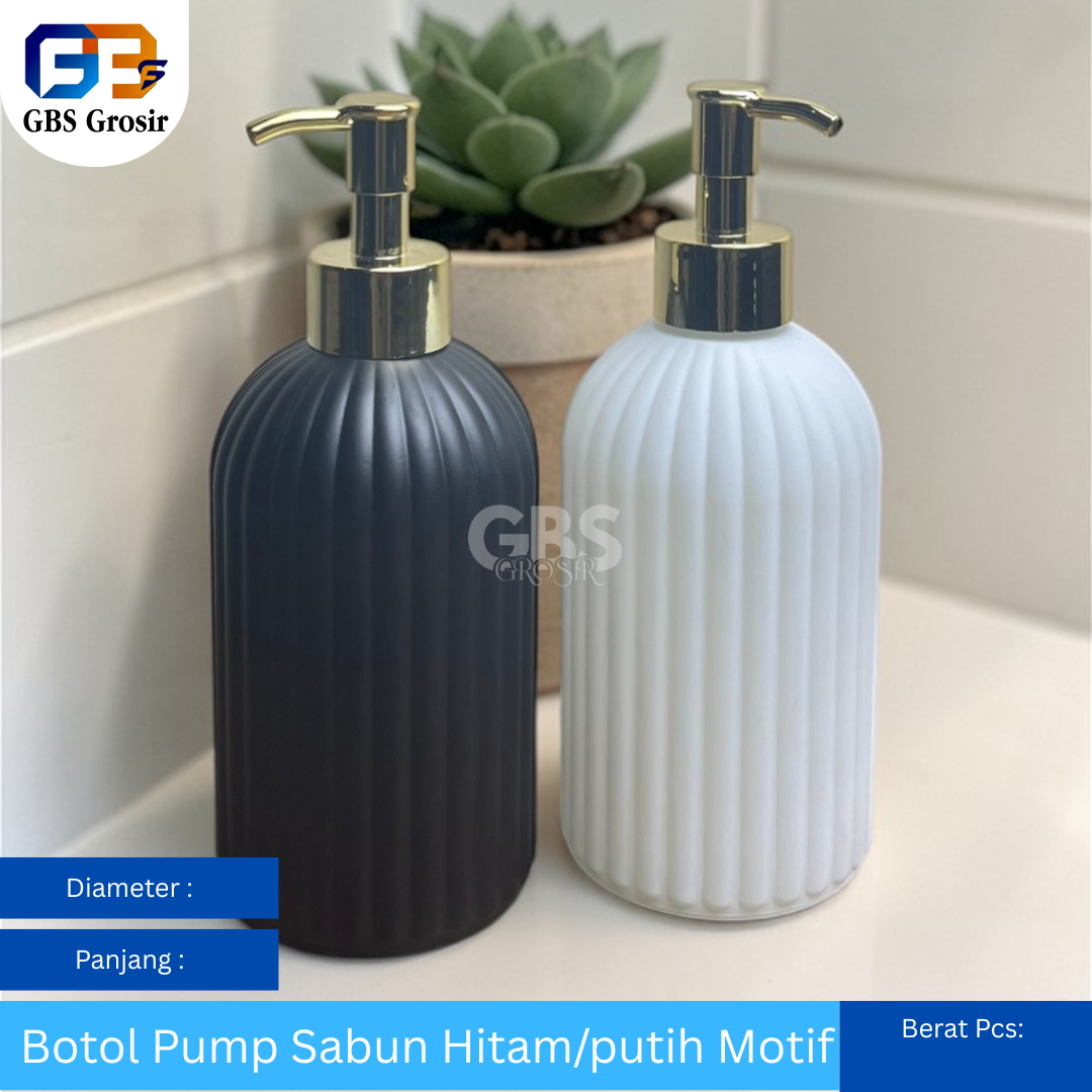 Botol Pump Sabun Hitam Putih Motif (48pcs)