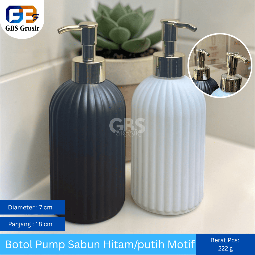Botol Pump Sabun Hitam Putih Motif NON Box (48pcs)