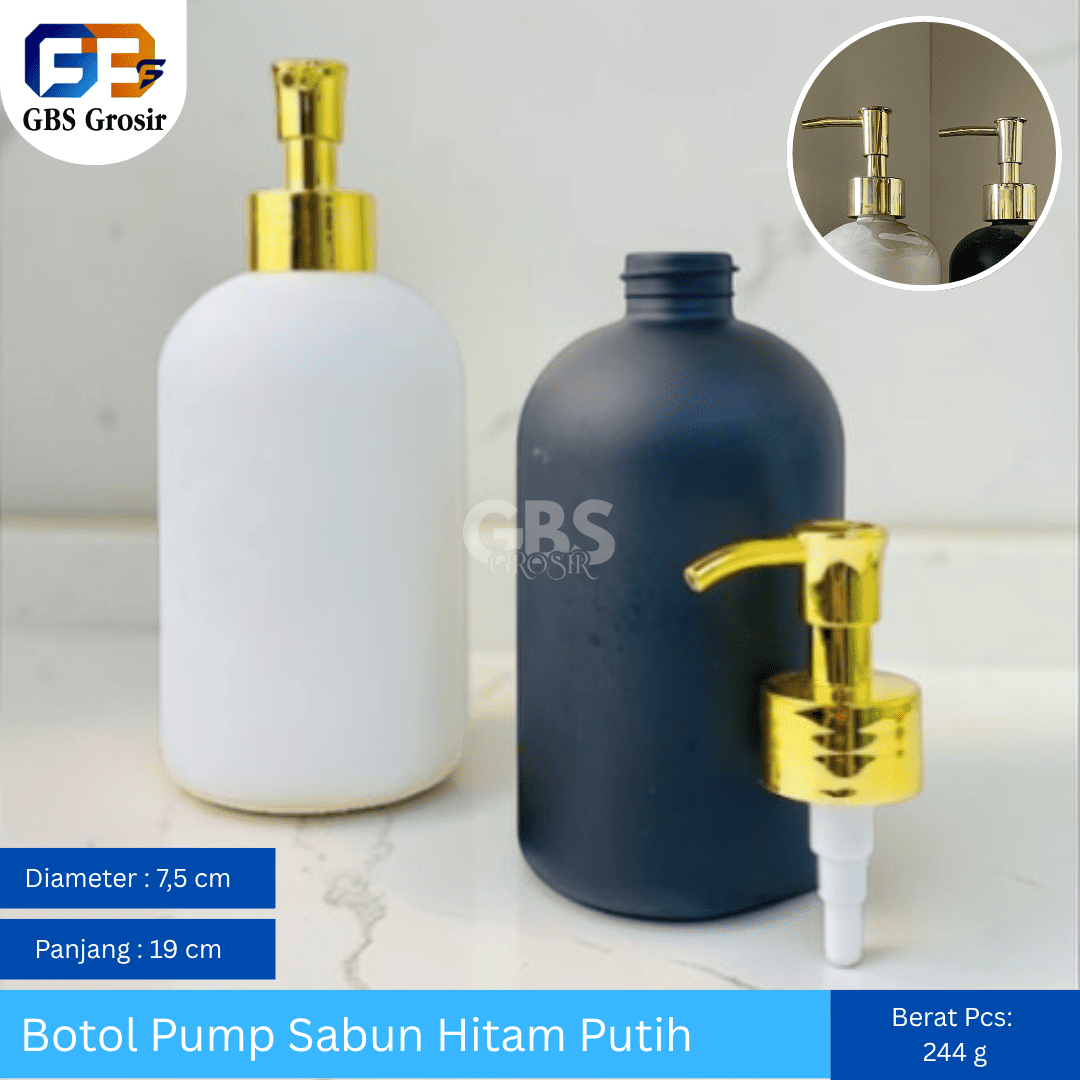 Botol Pump Sabun Hitam Putih NON Box (48pcs)