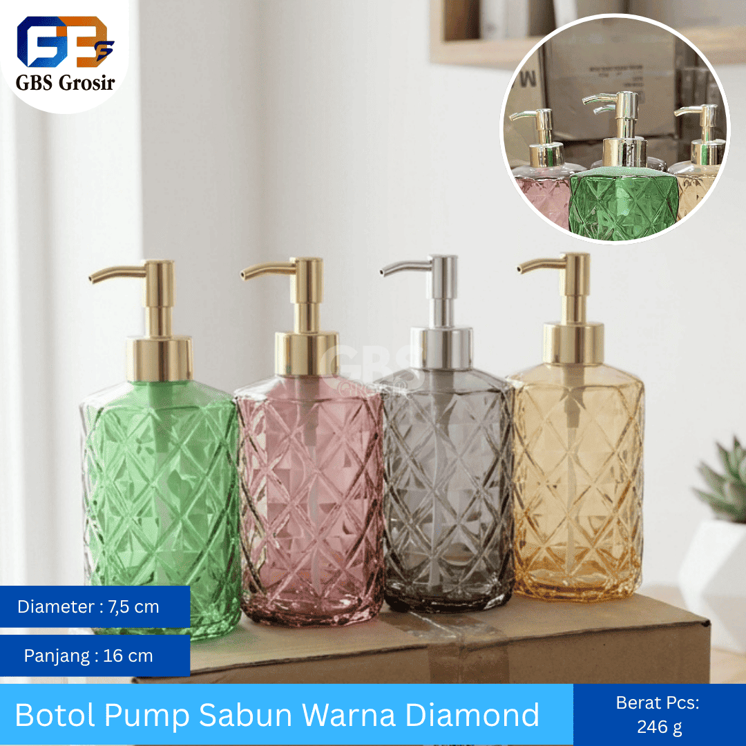 Botol Pump Sabun Warna Diamond NON Box (48pcs)