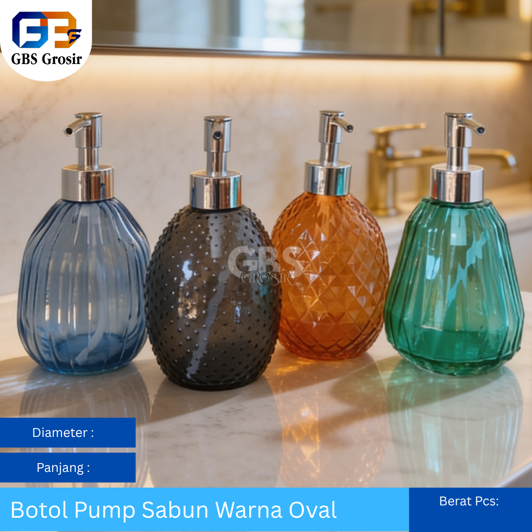 Botol Pump Sabun Warna Oval NON Box (48pcs)