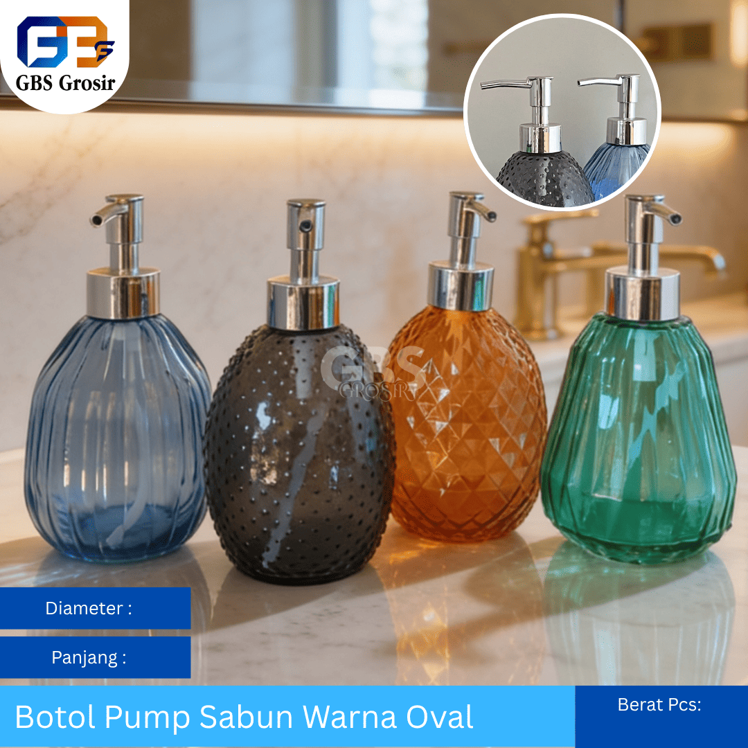 Botol Pump Sabun Warna Oval NON Box (48pcs)