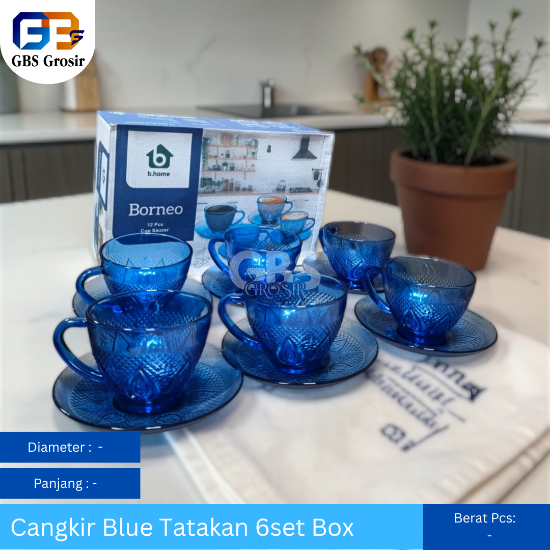 Cangkir Blue Tatakan Box Set (12set)