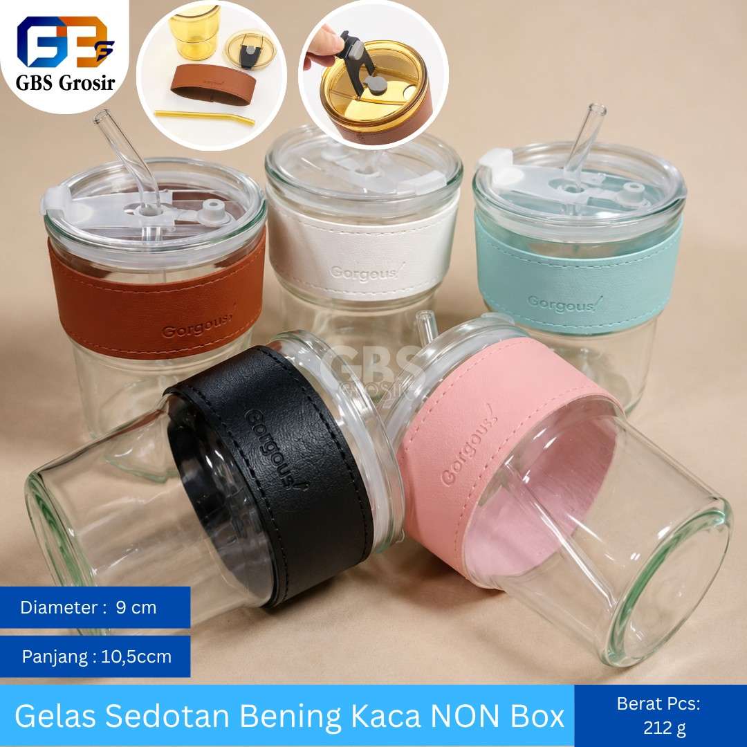 Gelas Sedotan Bening Kaca NON Box (58pcs)