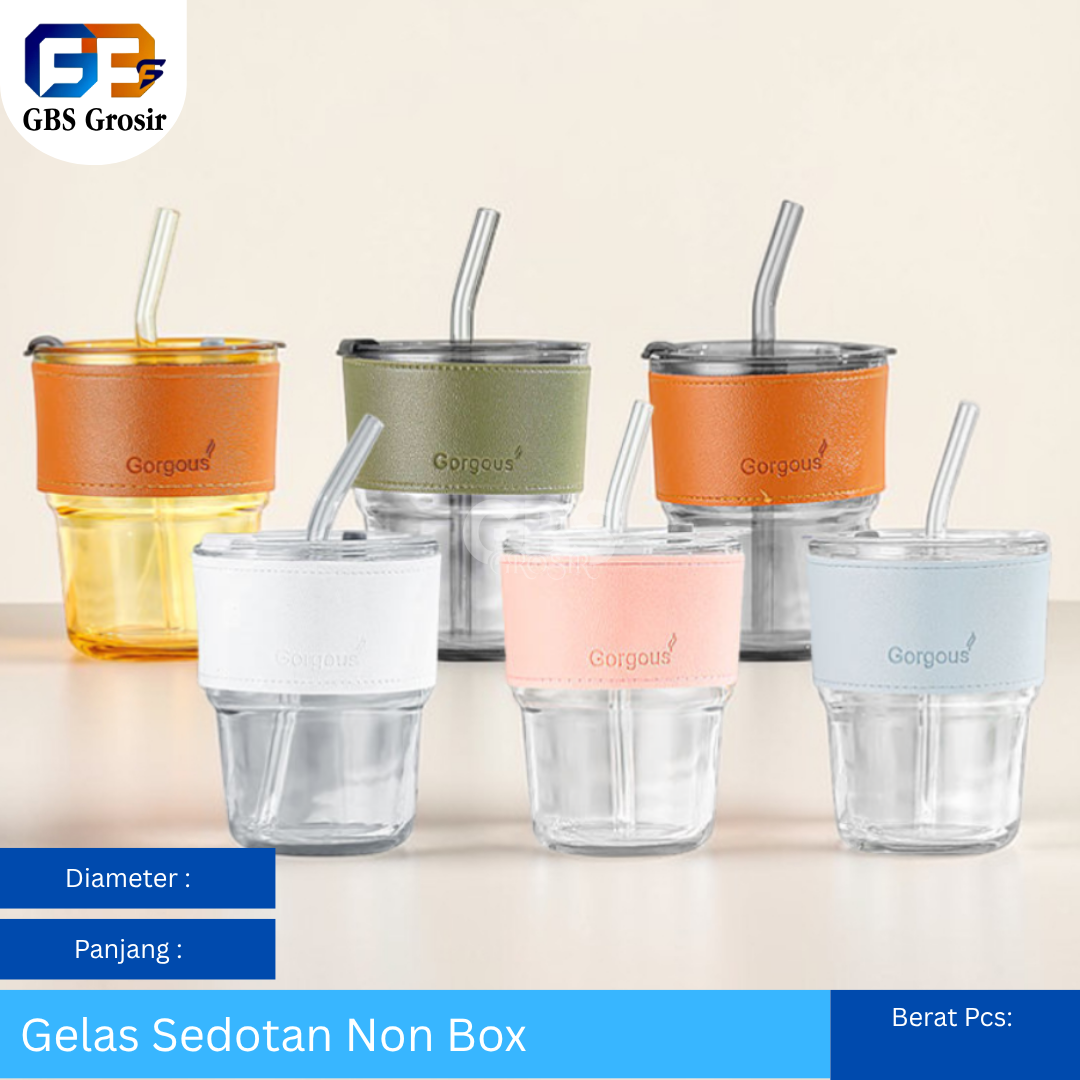 Gelas Sedotan Bening Kaca NON Box (70pcs)