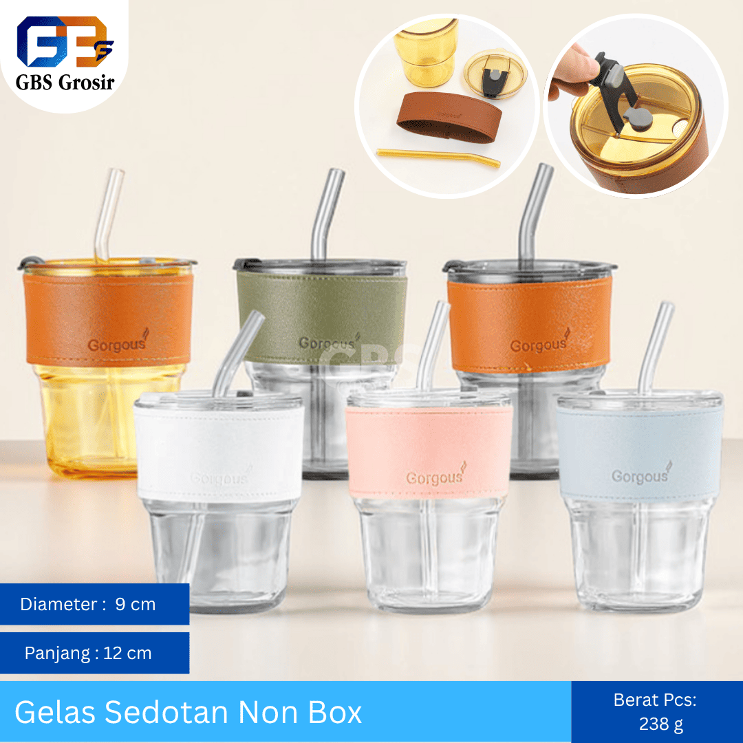 Gelas Sedotan Warna NON Box (58pcs)