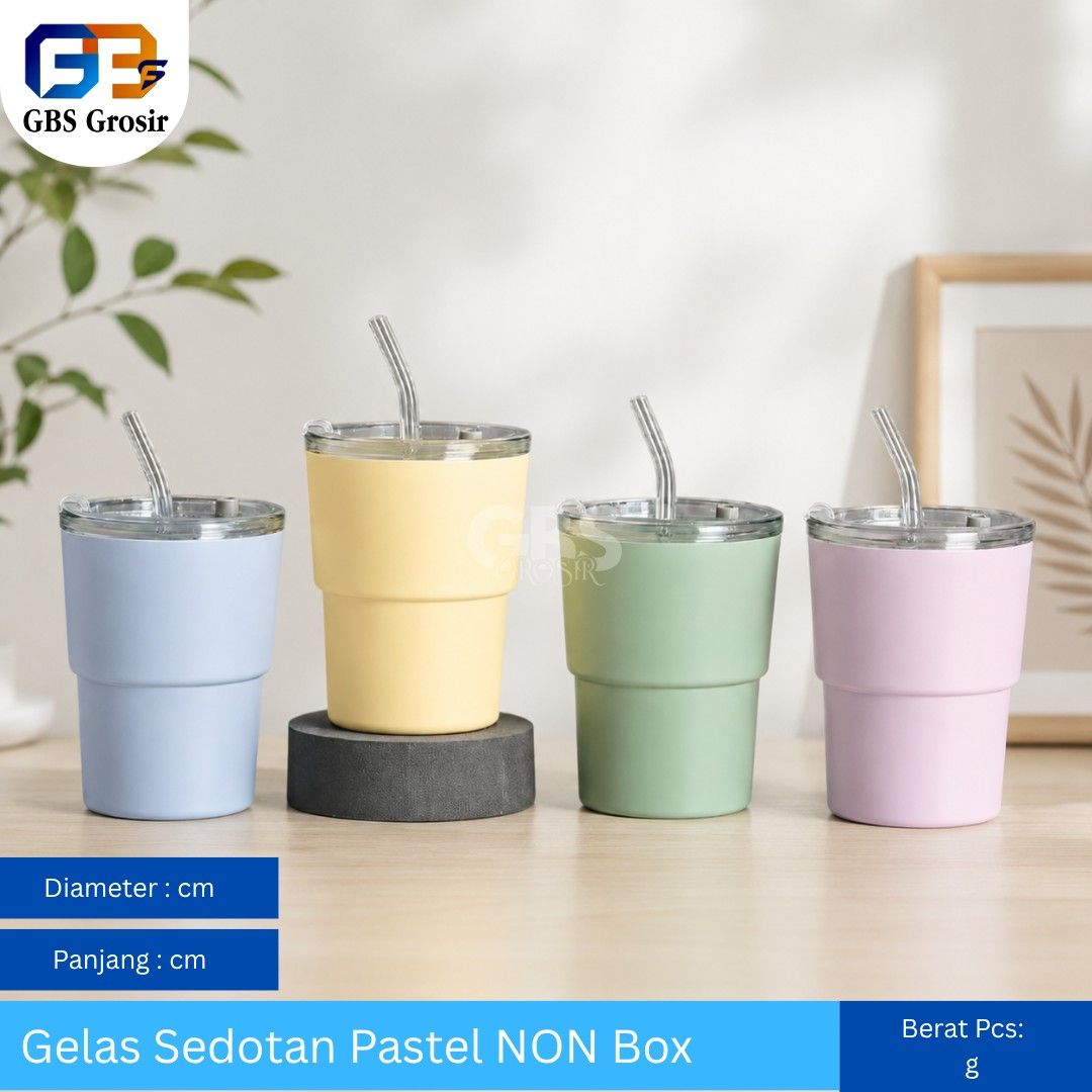 Gelas Sedotan Pastel NON Box (70pcs)