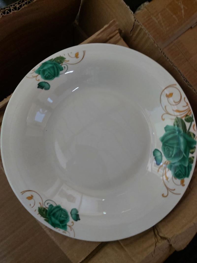 Piring 9.25 Omega Bunga Kupu Green No Line Dinasty (48pcs)