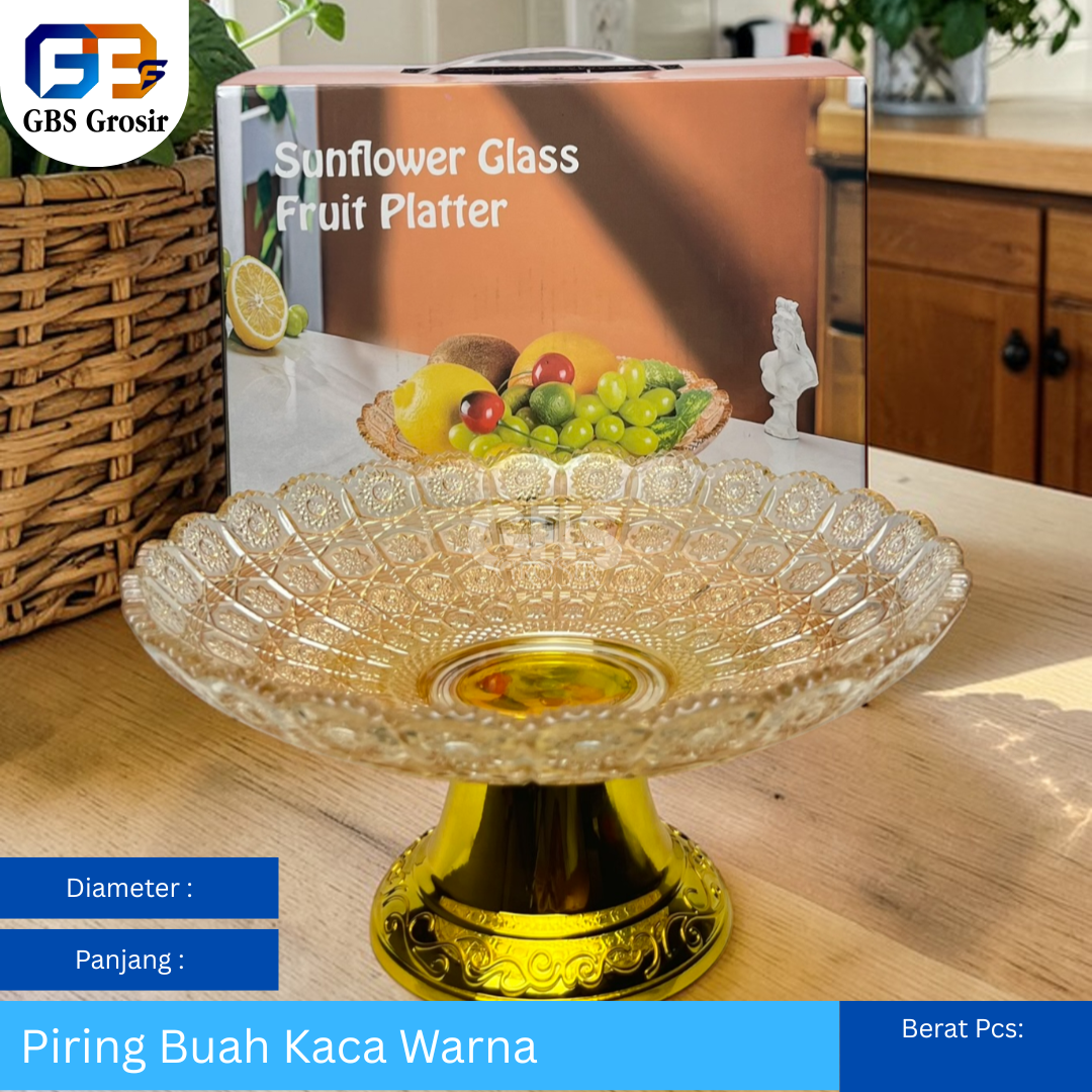 Piring Buah Kaca Warna (16pcs)