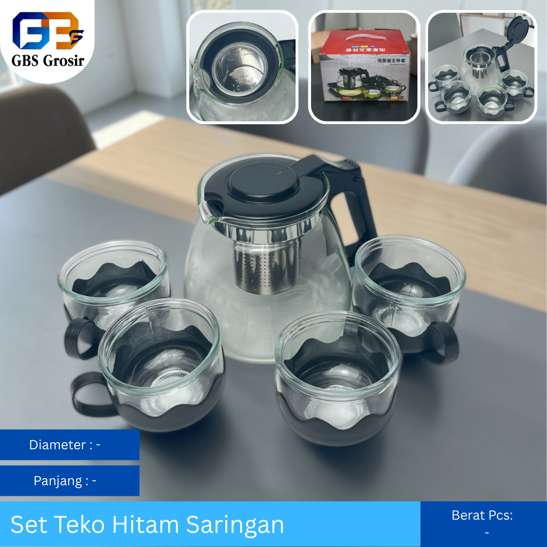 Set Teko Hitam + Saringan Box Ori (24set)