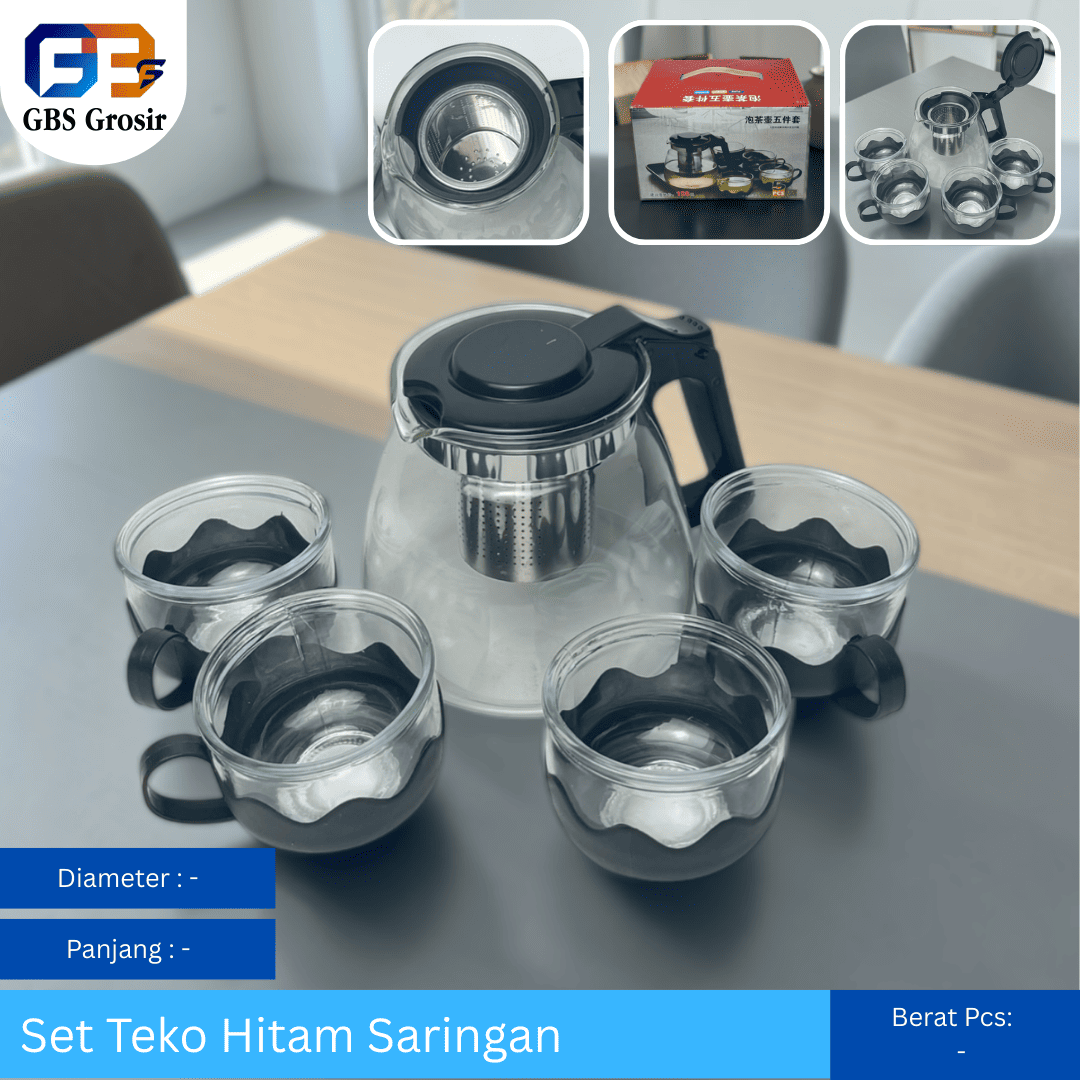Set Teko Hitam + Saringan Box Ori (24set)
