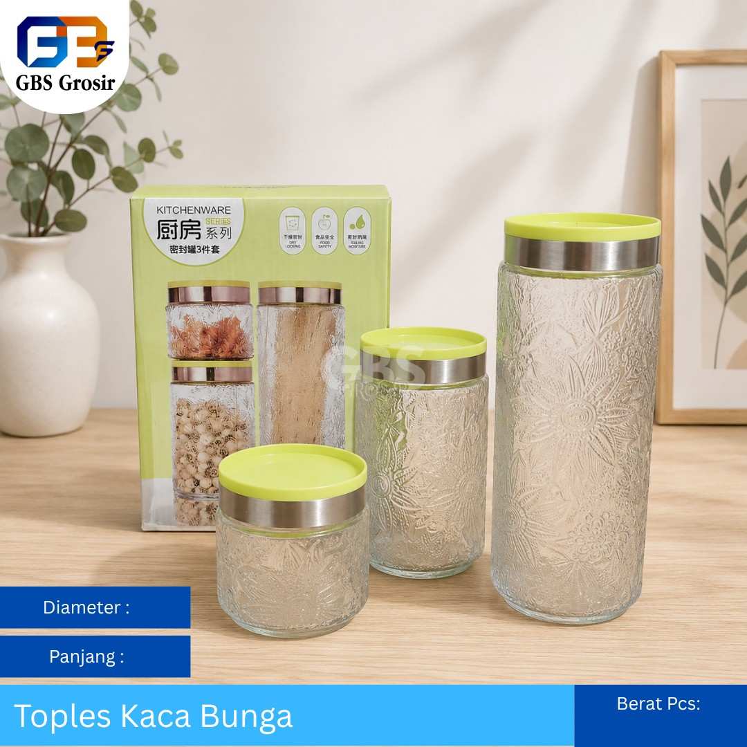 Toples Kaca Bunga (24pcs)