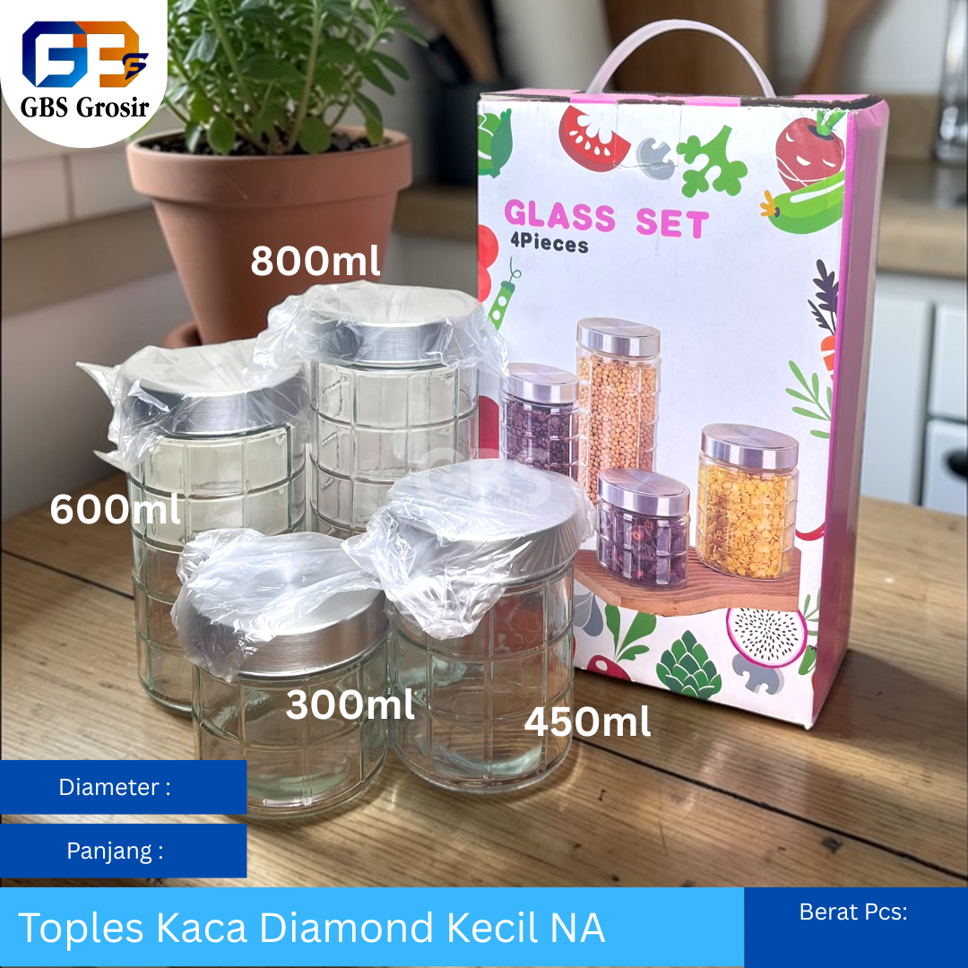 Toples Kaca Diamond Kecil NA Set (12pcs)