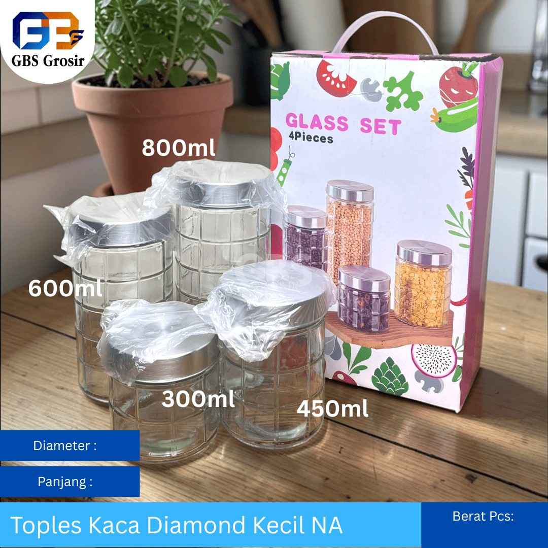 Toples Kaca Diamond Kecil NA Set (12pcs)