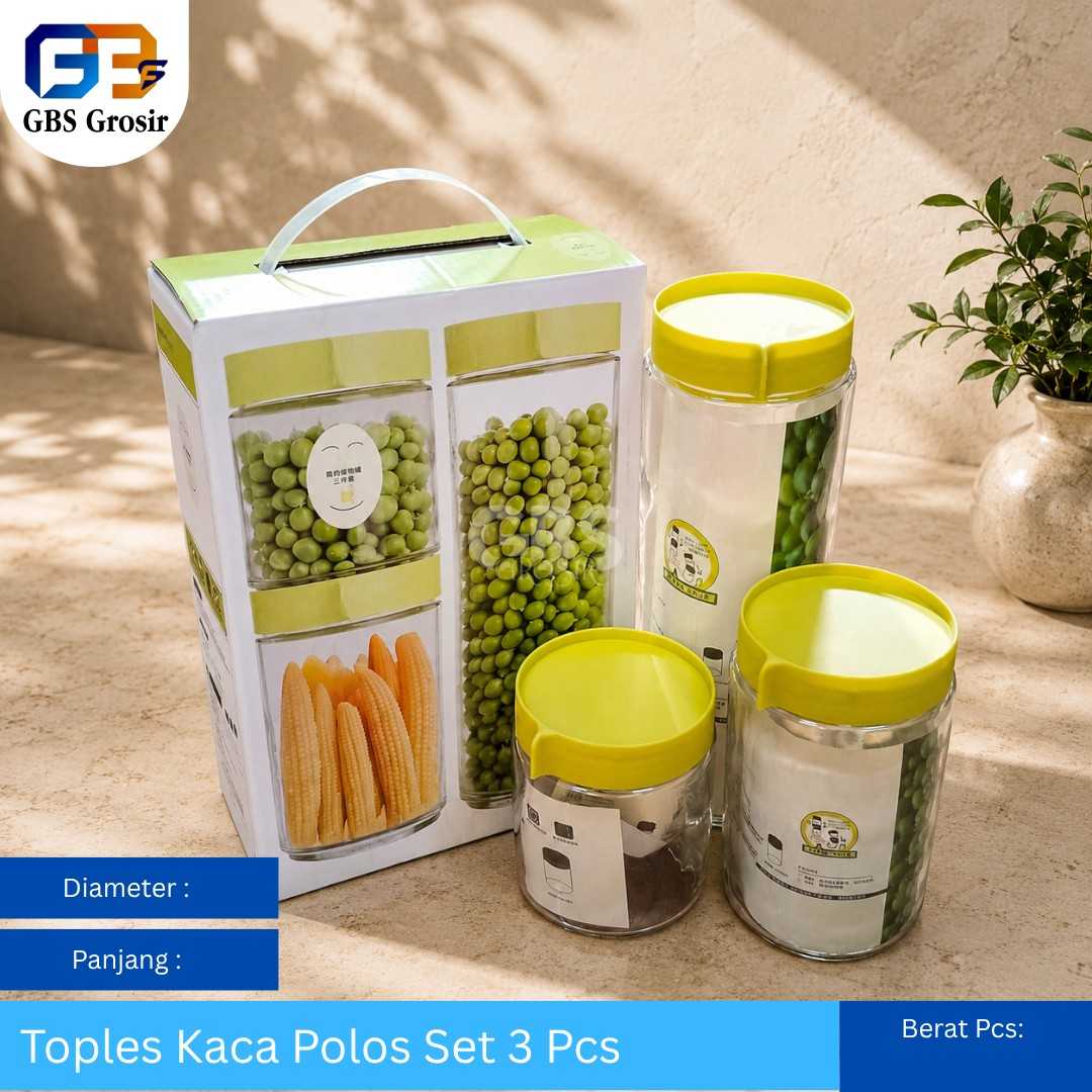 Toples Kaca Polos Set 3 Pcs (24set)