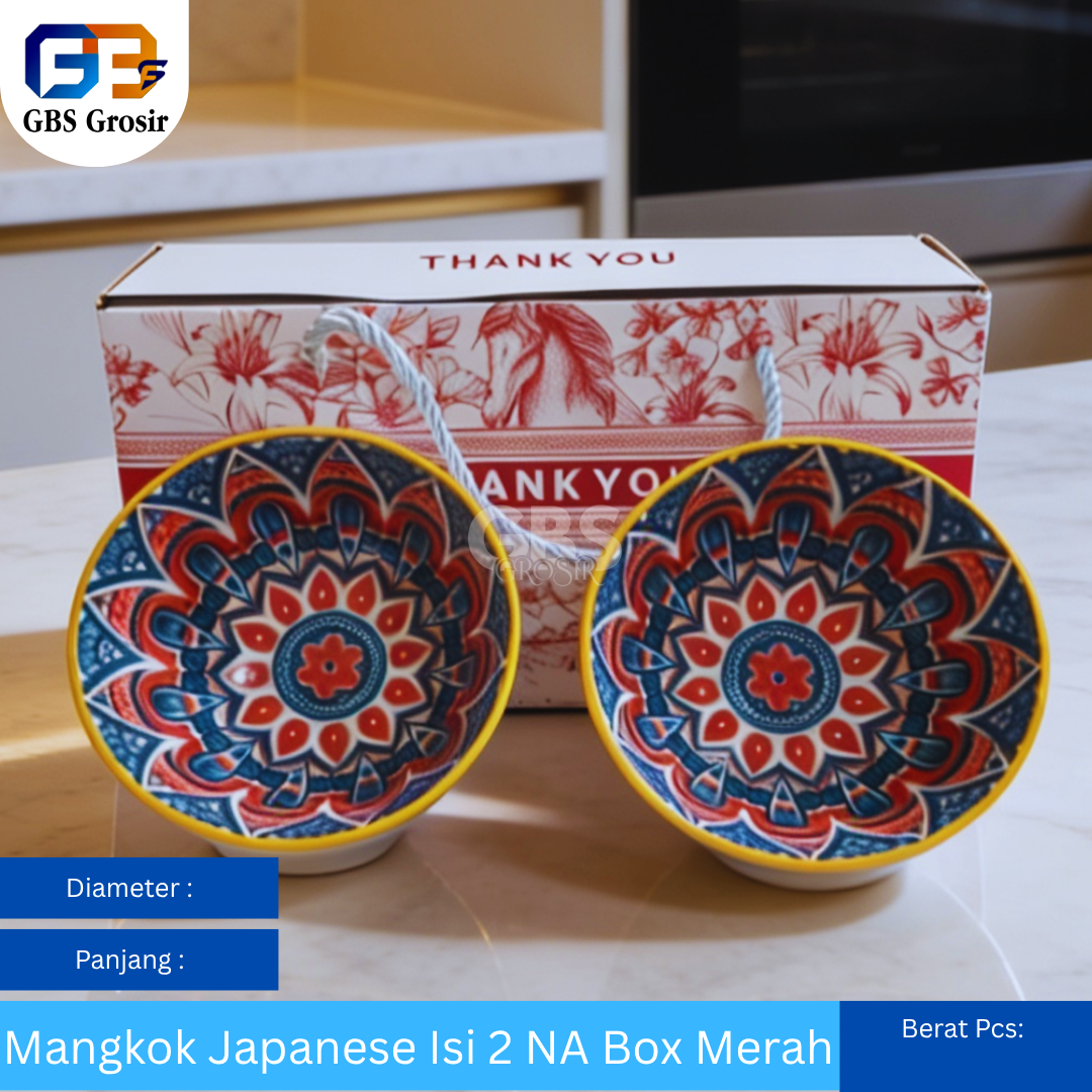 Mangkok Japanese Isi 2 NA Box Merah (50pcs)
