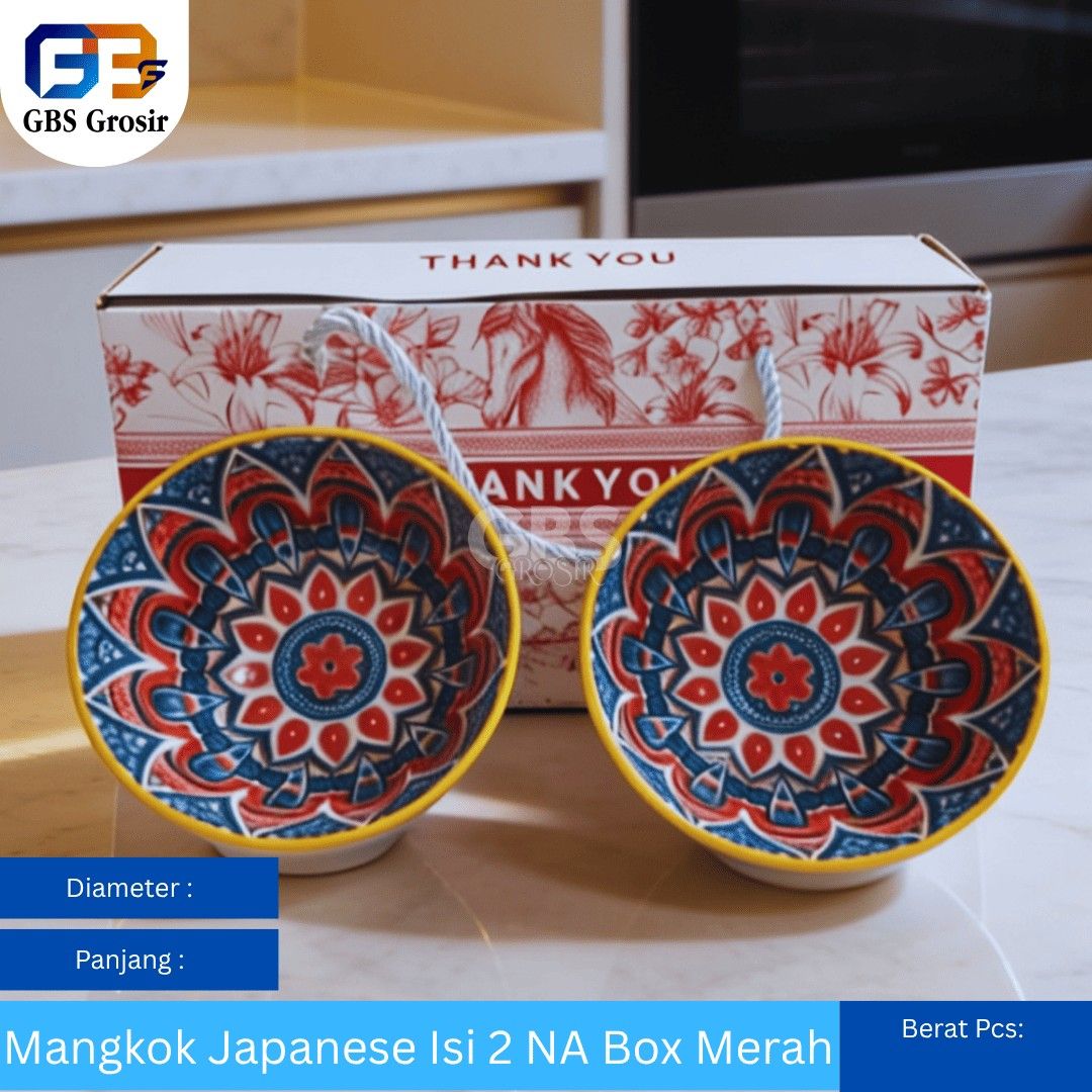 Mangkok Japanese Isi 2 NA Box Merah (50pcs)
