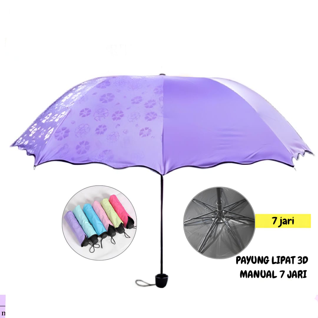 Payung Lipat 3D Manual 7 Jari (100pcs)