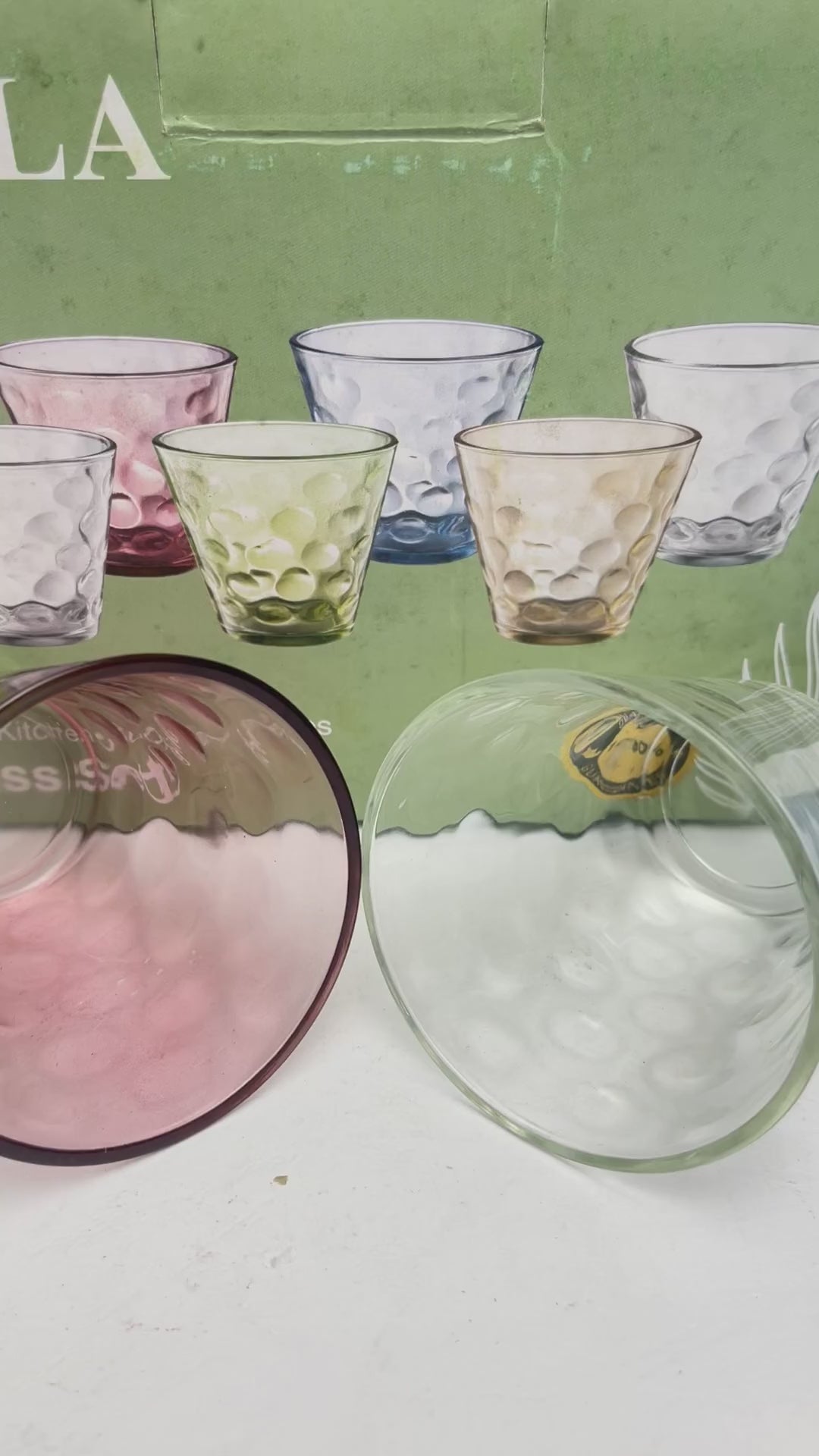 Gelas Pelangi Kaca Warna Set 6pcs (18pcs)