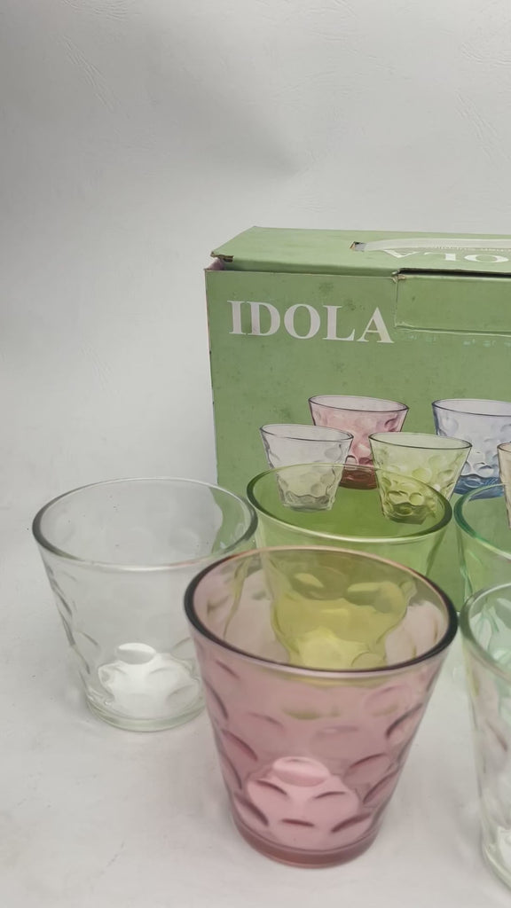 Gelas Pelangi Kaca Warna Set 6pcs (18pcs)