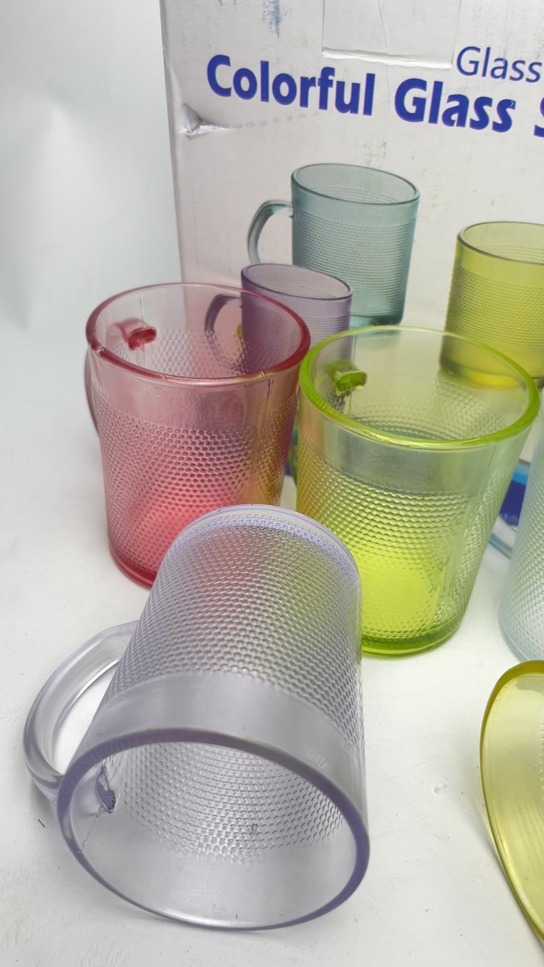 Gelas Selen Gagang Kaca Warna Set 6 Pcs (16set)